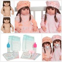 2 Bonecas Reborn Gêmeas Recém Nascidas Com Conjunto de Renda 2 Bonecas Reborn Gêmeas Recém Nascidas Com Conjunto de Renda