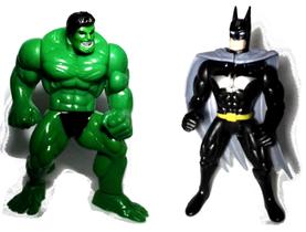 2 Bonecos Action Figure Super Heróis Batman Vs Hulk Articulado - Importoys