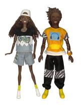 2 Bonecos Negros Estilo Barbie & Ken Articulados Africanos