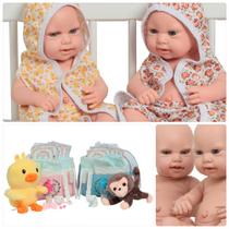 2 Bonecos Reborn Gêmeos Recém Nascidos Com 37 Acessórios 2 Bonecos Reborn Gêmeos Recém Nascidos Com 37 Acessórios
