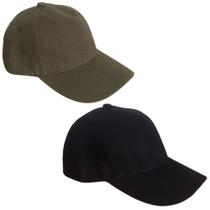 2 Bonés Chapeu Bombeta Ajustável Liso Aba Curva Preto e Verde 2 Bonés Chapeu Bombeta Ajustável Liso Aba Curva Preto e Verde