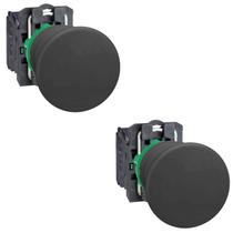 2 Botão Cogumelo 22mm Retoro Por Mola Plástico - Schneider - Preto 2 Botão Cogumelo 22mm Retoro Por Mola Plástico - Schneider - Preto