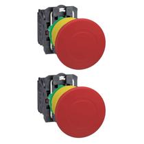 2 Botão Comando 22mm Com Trava Puxa Vermelho - Schneider