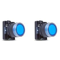 2 Botão Pulsador Luminoso Momentâneo Steck SLPRL4 Azul