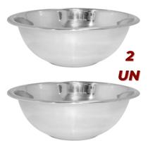 2 Bowl Inox Saladeira 22cm Vasilha Bacia Arroz Macarrão 2 Bowl Inox Saladeira 22cm Vasilha Bacia Arroz Macarrão