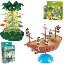 2 Brinquedo Educação e Diversão Navio Pirata + Jogo Pula Macaco - zein