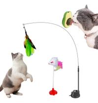 2 Brinquedo Gato Varinha Com Ventosa + Bolinha Catnip Erva