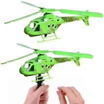 2 Brinquedo Infantil Helicóptero Militar Levanta Vôo a Corda
