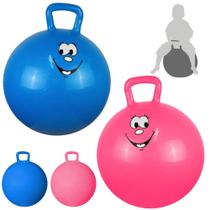 2 Brinquedos Bola Pula Pula Infantil com Alca Azul e Rosa Liveup Sports