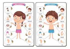 2 Brinquedos Educativos Jogos APrendendo as Formas e Partes do Corpo Humano Menino e Menina -- Mega Impress