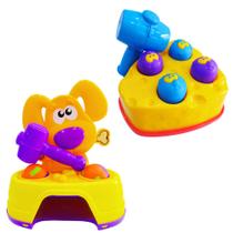 2 Brinquedos Infantil Didático Rata Tuff E Bate Dog Martelo