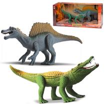 2 Brinquedos Realista Dinossauro Spinossauro e Crocodilo