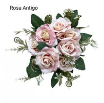 2 Buquês De Rosas Flores e Folhas Artificial C/ 7 Rosas Cada