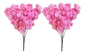2 Buques Flor Cerejeira Artificial 5 Galhos Grande Decoração