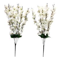2 Buques Flor Cerejeira Artificial 7 Galhos Grande Decoração Muito Realismo