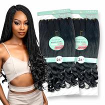 2 Cabelo Boho Curl Fibra Premium Jumbo Gypsy Braids Fulani