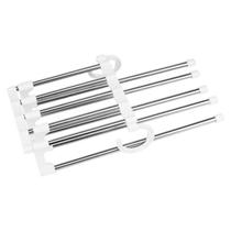 2 Cabide Organizador 5 Hastes Multiuso Inox Dobrável Ideal para Calças Toalhas Lenços Echarpes
