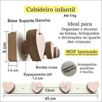 2 Cabideiros parede infantil suporte gancho roupas decoração