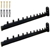 2 Cabideiros Rt Araras 40cm Fixas De Parede Para 10 Cabides