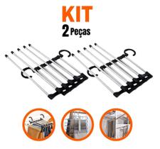 2 Cabides para Calças Multifuncional de Inox com 5 Divisorias Multiuso