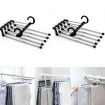 2 Cabides para Calças Organizador Armário Aço Inox 5 Andares