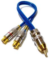 2 Cabo RCA Blindado Y 1M/2F 1 Macho 2 Fêmeas Dupla Blindagem Cabo reforçado alta durabilidade