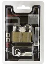 2 Cadeados Latão 20mm Mesmo Segredo 4 Chaves Blister Pado 2 Cadeados Latão 20mm Mesmo Segredo 4 Chaves Blister Pado