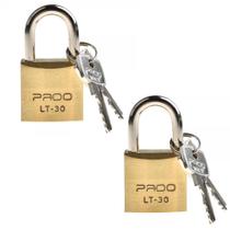 2 Cadeados Pado Lt 30mm 4 Chaves Não Enferruja Resistente