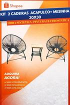 2 Cadeira Acapulco Fibra 1 Mesinha Acapulco Área Gourmet Externa Interna Varanda Sacada Piscina Jardim