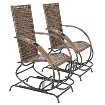 2 Cadeira Balanço Com Mola Texas Fibra Sintetica Varanda Área Jardim Argila - Click Moveis Artesanais