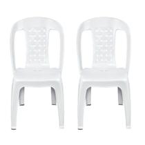 2 Cadeira De Plástico Resistente Área De Lazer Branca 154Kg
