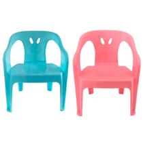 2 Cadeira Mini Poltrona Infantil Rosa E Azul De Plástico