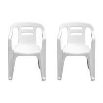 2 Cadeira p/ Varanda Cozinha Poltrona Plástica Flow Branca - MOR