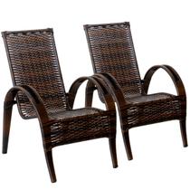 2 Cadeira para Jardim, Varanda, Sacada, Pátio, Modelo Napoli em Fibra Sintética - Pedra Ferro