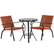 2 Cadeiras Corda Náutica Porto Rico e Mesa Tampo Ripado em Alumínio Descanso, Área, Jardim, Piscina - Trama Original