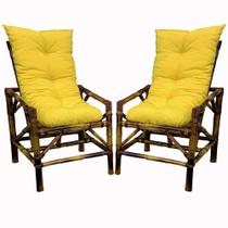 2 Cadeiras De Bambu Envernizado Para Area De Lazer/ Piscina - ALWAYSCOZY