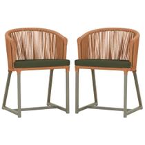 2 Cadeiras de Jantar Área Noronha em Alumínio com Pintura Fendi Corda Náutica E13 Trama Original