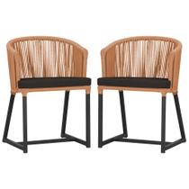 2 Cadeiras de Jantar Área Noronha em Alumínio com Pintura Preta Corda Náutica E9 Trama Original