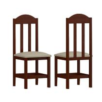 2 Cadeiras De Jantar Madeira Maciça Estofado Safira Castanho Material Sintético Bege Nemargi