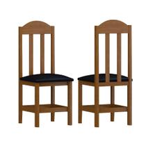 2 Cadeiras De Jantar Madeira Maciça Estofado Safira Mel Corano Preto Nemargi