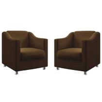 2 Cadeiras Decorativa Tila Recepção Suede Tabaco - Kimi Design
