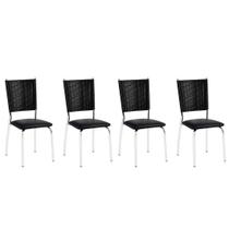 2 Cadeiras Duda Cromada Junco Sintético Assento Preto Para Cozinha Sala de Jantar e Restaurante 2 Cadeiras Duda Cromada Junco Sintético Assento Preto Para Cozinha Sala de Jantar e Restaurante