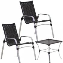 2 Cadeiras e Mesa Alumínio Área Jardim Piscina Trama Original
