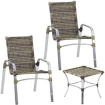 2 Cadeiras Emily em Aluminio Para Area Externa e Mesa de Centro Garden em Alumínio Trama Original