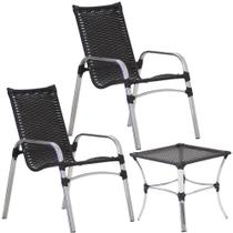 2 Cadeiras Emily em Aluminio Para Area Externa e Mesa de Centro Garden em Alumínio Trama Original