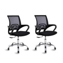 2 Cadeiras Giratória Com Base Cromada Diretor Preta Healer 2 Cadeiras Giratória Com Base Cromada Diretor Preta Healer