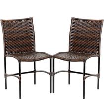 2 Cadeiras Havaí Trama Simples Proteção Raio UV, Lindas Cadeiras para Mesa de Jantar - Argila