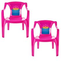 2 Cadeiras Infantil Plástico Poltrona Decorada Suporta 30kg