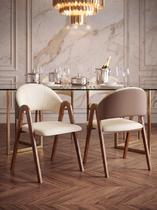 2 Cadeiras Jantar Duna Pés em Madeira Maciça Resistente Assento e Encosto Estofados Macios Design Elegante