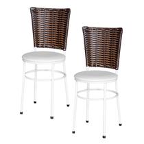 2 Cadeiras para Mesa Branca Hawai Avelã